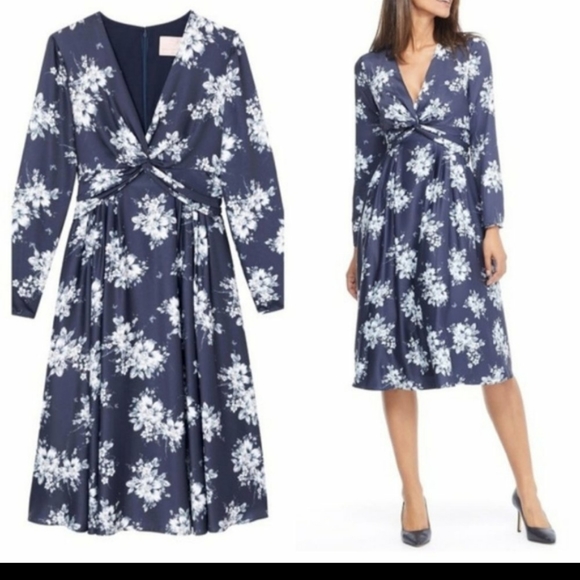 Gal Meets Glam Vienna Floral Midi Tie Dress size 0 NWT - Picture 1 of 12